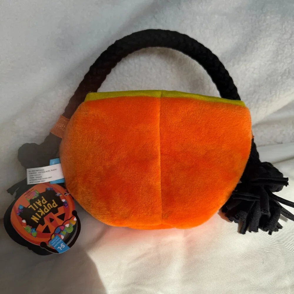 NWT Bark Box Dog Toy PUPKIN PAIL, Pumpkin Trick or Treat Bag, Orange, Size S-L